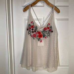 Sheer embroidered flowy top NWT